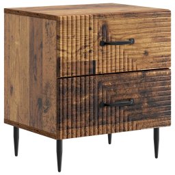 Noptiera dormitor cu 2 sertare, lemn vechi, 43x34,5x47,5 cm