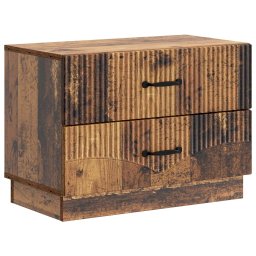 Noptiera dormitor cu 2 sertare, lemn vechi, 62 x 34,5 x 44,5 cm