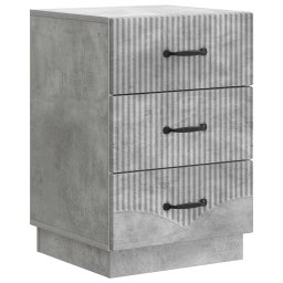 Noptiera gri beton cu 3 sertare din lemn prelucrat, 43 x 41 x 63,5 cm