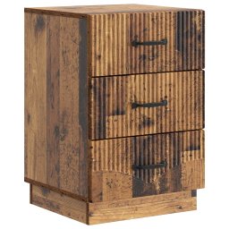 Noptiera cu 3 sertare, aspect lemn vechi, 43 x 41 x 63,5 cm