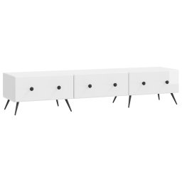 Cabinet TV Alb foarte lucios 147 x 34,5 x 30 cm Lemn prelucrat GartenMobel Dekor