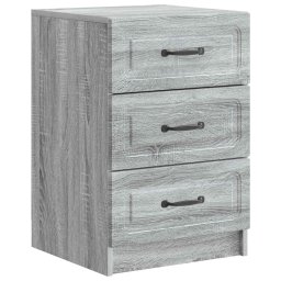 Noptiera Sonoma gri cu 3 sertare, lemn prelucrat, 43 x 41 x 63,5 cm