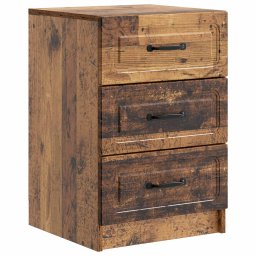 Noptiera cu 3 sertare, lemn vechi, 43 x 41 x 63,5 cm, lemn prelucrat