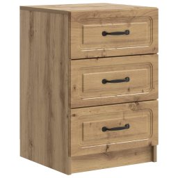 Noptiera dormitor cu 3 sertare, stejar artizanal, 43 x 41 x 63,5 cm