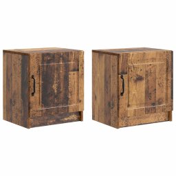 Set 2 noptiere dormitor din lemn prelucrat, finisaj lemn vechi, 43x34,5x47 cm