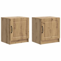 Set 2 noptiere stejar artizanal, 43x34,5x47 cm, cu usa, pentru dormitor