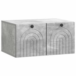 Dulap TV suspendat gri beton cu 2 usi, 59,5 x 41 x 30 cm