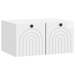 Dulap TV suspendat alb lucios din lemn prelucrat, 59,5 x 41 x 30 cm