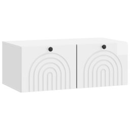 Dulap TV suspendat alb lucios din lemn prelucrat, 78,5 x 41 x 30 cm