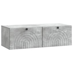 Dulap TV suspendat gri beton 99 x 41 x 30 cm, 2 usi, montaj pe perete
