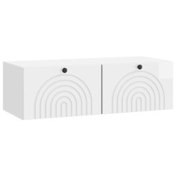 Dulap TV suspendat alb foarte lucios, 98 x 41 x 30 cm, 2 usi