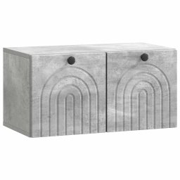 Dulap TV suspendat gri beton cu 2 usi, 59,5 x 31 x 30 cm