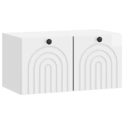 Dulap TV suspendat alb lucios din lemn prelucrat, 59,5 x 31 x 30 cm