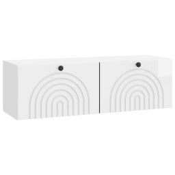 Dulap TV suspendat alb foarte lucios, 98 x 31 x 30 cm, 2 usi
