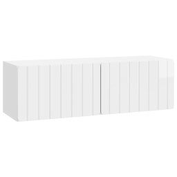 Dulap TV suspendat alb foarte lucios, 98 x 31 x 30 cm, 2 usi