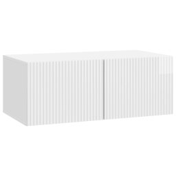 Dulap TV suspendat alb lucios din lemn prelucrat, 78,5 x 41 x 30 cm