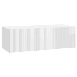 Dulap TV suspendat alb foarte lucios, 98 x 41 x 30 cm, 2 usi