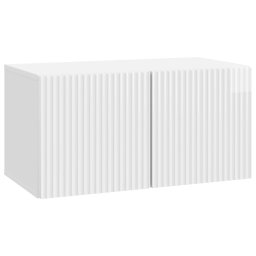 Dulap TV suspendat alb lucios, 2 usi, 59,5 x 31 x 30 cm