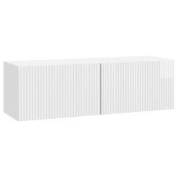 Dulap TV suspendat alb lucios, 98 x 31 x 30 cm, 2 usi