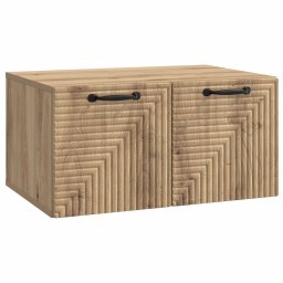 Dulap TV suspendat stejar artizanal cu 2 usi, 59,5 x 41 x 30 cm