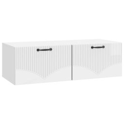 Comoda TV suspendata alb lucios, 2 usi, 98 x 41 x 30 cm