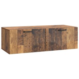 Comoda TV suspendata maro, 98 x 41 x 30 cm, 2 usi, aspect lemn vechi
