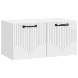 Dulap TV suspendat alb lucios din lemn prelucrat, 59,5 x 31 x 30 cm