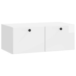 Dulap TV suspendat alb lucios din lemn prelucrat, 78,5 x 41 x 30 cm
