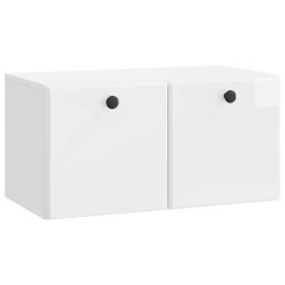 Dulap TV suspendat de perete, alb lucios, 2 usi, 59,5 x 31 x 30 cm