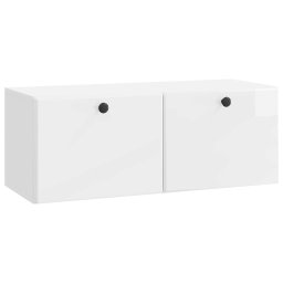 Dulap TV suspendat alb lucios din lemn prelucrat, 78,5 x 31 x 30 cm