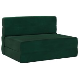 Canapea Plianta cu Pat Verde închis 190 x 100 x 15 cm Catifea GartenMobel Dekor