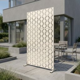 Paravan decorativ exterior Basciano din otel galvanizat 180x90 cm bej