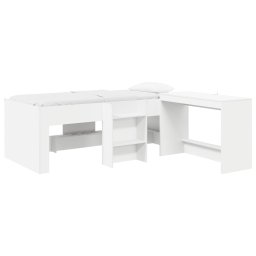 Cadru de Pat Inalt pentru Copii cu Birou Alb 90 x 190 cm GartenMobel Dekor