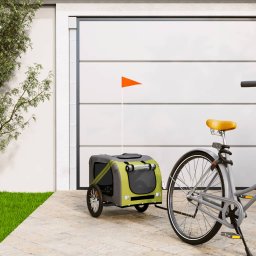 Remorca bicicleta animale companie verde/gri textil oxford/fier GartenMobel Dekor