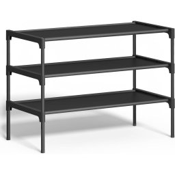 Raft pentru pantofi SONGMICS cu 3 niveluri, cadru metalic, 62x30x54 cm, negru