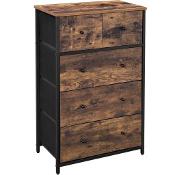 Comoda SONGMICS cu 5 sertare, stil industrial, maro rustic