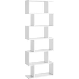 Biblioteca VASAGLE cu 6 rafturi de depozitare, din lemn, alb, 24 x 70 x 190,5 cm