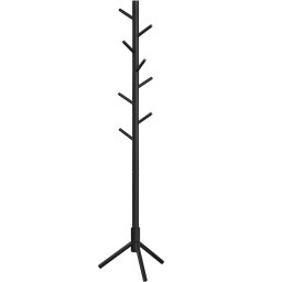 Cuier de podea VASAGLE din lemn masiv, 8 carlige, reglabil, negru
