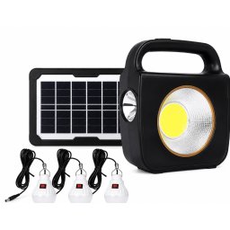 Kit solar pentru Iluminat CC002 1 cu Panou si 3 Becuri putere 100W