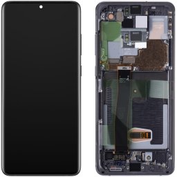 Piese si componente Display - Touchscreen Samsung Galaxy S20 Ultra G988 / Samsung Galaxy S20 Ultra 5G G988, Cu Rama, fara camera frontala, Negru, Service Pack GH82-26032A