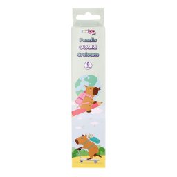 Set 6 creioane Strigo HB Pastel, cu guma de sters, Seria Capybara