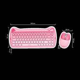 LOGILINK Cablu fără 2.4 GHz tastatura mouse kombináció. 1600 DPI. gyerekbarát. DE elrendezés. roz