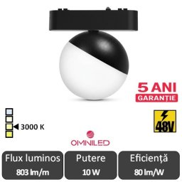 OMNILED GLOB Proiector șina magnetică ultra slim XT 10W 3000K Negru