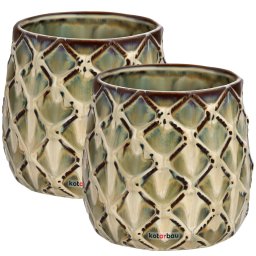 Ghiveci ceramic cu ananas fi 125 mm set de 2 buc.