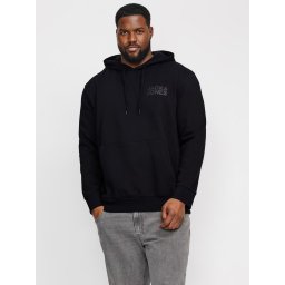 Jack & Jones Plus Hanorac fara fermoar, barbati big sizes, cu logo, Negru (SELECTATI MARIMEA: 7XL)