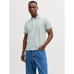 Jack & Jones Tricou polo barbati, Slim fit cu guler contrast, Verde deschis (SELECTATI MARIMEA: XL)