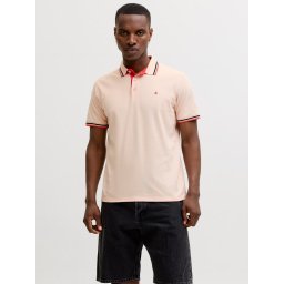 Jack & Jones Tricou polo barbati, Slim fit cu guler contrast, Piersica (SELECTATI MARIMEA: 2XL)