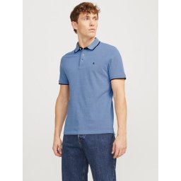 Jack & Jones Tricou polo barbati, Slim fit cu guler contrast, Albastru (SELECTATI MARIMEA: S)