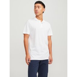 Jack & Jones Tricou polo Basic, Slim Fit, din bumbac, Alb (SELECTATI MARIMEA: L)