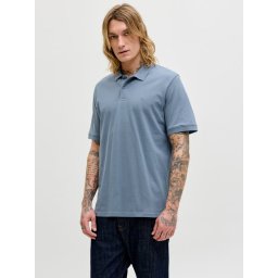 Jack & Jones Tricou polo Basic, Slim Fit, din bumbac, Albastru (SELECTATI MARIMEA: L)